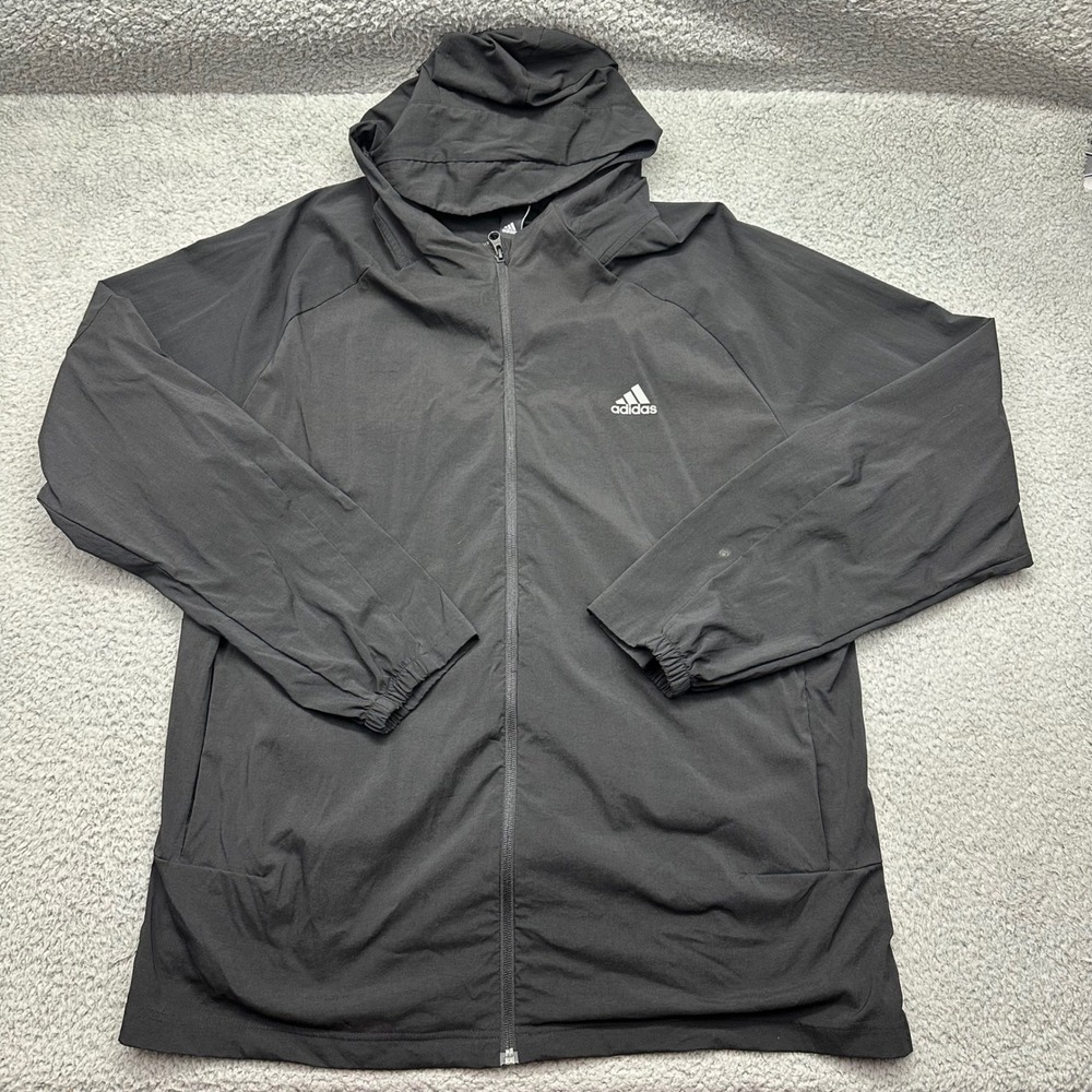 Adidas CZ5126 Mens Size XL AZB001 Black Full Zip Hooded Windbreaker Jacket